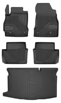 Produktbild von Gummimatten + Kofferraumwanne für Mazda 2 II 2007-2014 (Schrägheck, fester Ladeboden) – Schwarz, passgenau – Wielganizator