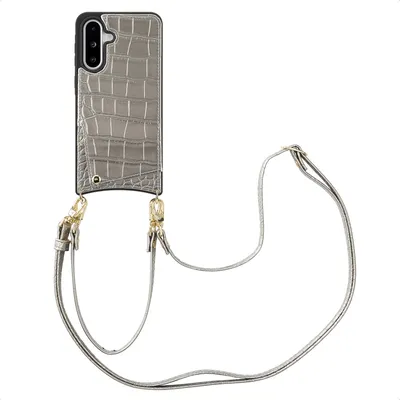 Obrázok produktu pre Puzdro na telefón Selencia Nova Croco s káblom a držiakom kariet pre Samsung Galaxy A36 / A56 - strieborné