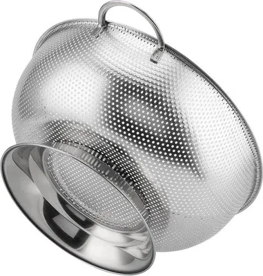 Image de Grande passoire en acier inoxydable - idéale pour les pâtes et les légumes - 1 pièce - 28,5 cm