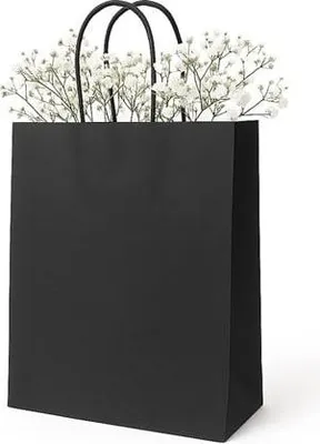 Zdjęcie produktu dla Torba papierowa 180x80x225mm czarna mała elegancka na drobne upominki