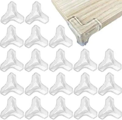 Image de Unyqoos® : Protections d'angle transparentes autocollantes en PVC-silicone (forme en T), lot de 20 – protections souples pour enfants, tables, chaises, tables de chevet