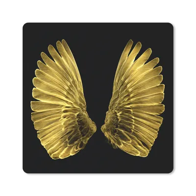 Produktbild von MuchoWow® Mauspad Mousepad Goldene Flügel auf schwarzem Hintergrund 30x30 cm - Mousepads - Maus Mat - Pad - Mausunterlage - Gaming