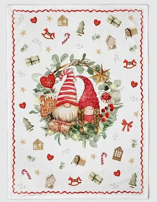 Produktbild von Geschirrtuch Wichtelpärchen, Geschirrtücher Mitbringsel Geschenkidee, Wichtelkranz