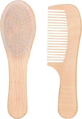 Produktbild von Bébé-jou Kamm und Bürste mit Holzgriff