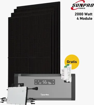 Produktbild von 2000 Watt, Bifazial Komplettset, Balkonkraftwerk, Hoymiles HiBattery 1920 AC