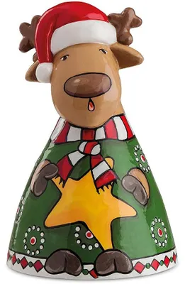 Kerstbel Rendier, Keramik, 10x15 cm, mehrfarbig, Weihnachtsdeko