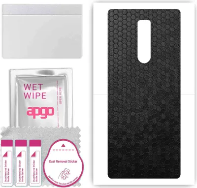 Produktbild von apgo Rückseite Schutzfolie, Skin, kompatibel mit Sony Xperia 1, Hinten Displayschutzfolie aus Vinylfolie, kratzfest, einfache Montage - Schwarze Honigwabe
