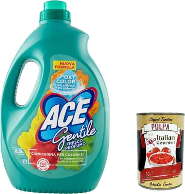 Produktbild von 3x ACE Candeggina Gentile Bleach, Delicate, Feinbleichmittel für farbige und empfindliche Produkte 2,3 Litres + Italian Gourmet polpa 400g