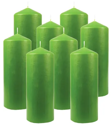 Image de Bougies longues Stompka en vert citron (lot de 8)