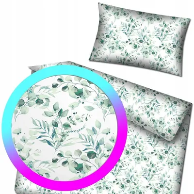 Produktbild von Designpremium Baumwollbettwäsche Pflanzenmuster Mintgrün 100x135 cm
