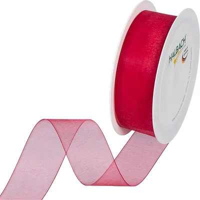 Produktbild von Rotes Organzaband mit Webkante, 25 mm x 5 m