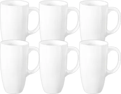 Image de Ensemble de 6 tasses Wilmax, capacité de 630 ml, couleur blanche, en porcelaine