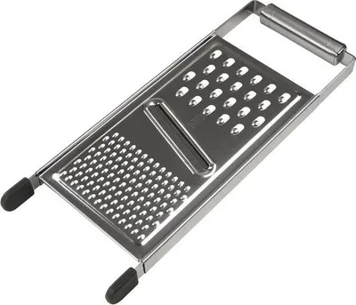 Obrázek produktu pro Univerzální struhadlo Chef Fackelmann z vysoce kvalitních ocelových slitin, s protiskluzovou patkou, ideální pro hrubé i jemné strouhání, vhodné do myčky.