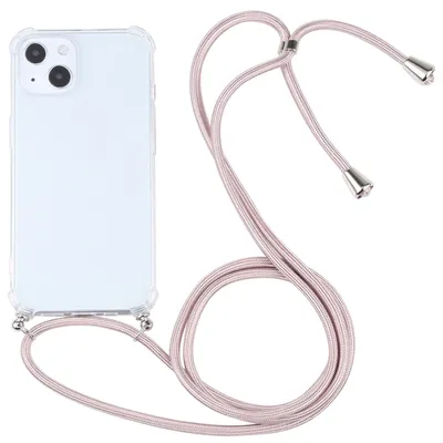 Productafbeelding van König Design hoesje, compatibel met Apple iPhone 13, kunststof telefoonhoesje met handketting - Roze