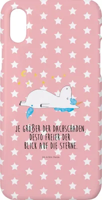 Produktbild von Mr. & Mrs. Panda Iphone 10 Handyhülle Einhorn Sternenhimmel - Rot Pastell - Geschenk, Cover, Hülle, Handy, Einhörner, Verrückt, Sterne, Unicorn, X