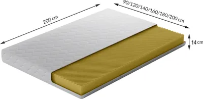 Produktbild von Kaiser Möbel Matratze für Kinderbett 90x200x14 cm Zweiseitig Seite h2 und Seite h3