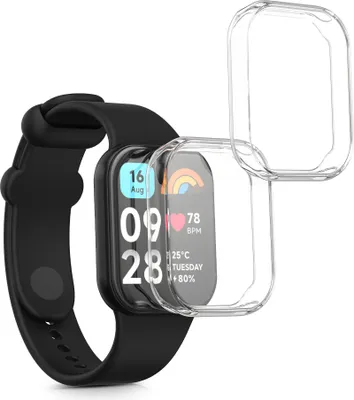 Produktbild von kwmobile 2x Schutzhülle kompatibel mit Xiaomi Smart Band 8 Pro / Smart Band 9 Pro Hülle - Fullbody Cover Set aus Silikon - Transparent
