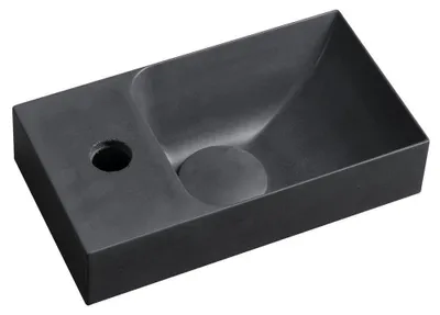 Productafbeelding van Sapho PICCOLINO wasbak van beton, 30,8x17 cm, met linker kraan, antraciet, mat