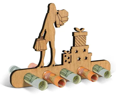Produktbild von Geldgeschenk Holz "Shopping Queen" für Frauen Mädchen, Gutschein Verpackung mit Gravur