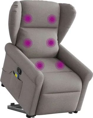 Produktbild von Hochwertig Massagesessel mit Aufstehhilfe Taupe Stoff 3303391