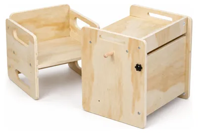 Obrázek produktu pro Buxibo Montessori židle pro děti - Nastavitelná a skládací židle pro učení - 31,5 x 33 x 38 cm - Přírodní design