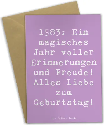 Produktbild von Mr. & Mrs. Panda Klappkarte Spruch 1983 Geburtstagserinnerungen - Lavendeltraum - Geschenk, Feiern, Glückwunsch, osterkarte, Geburtstag, hochzeitskarten, weihnachtskarten