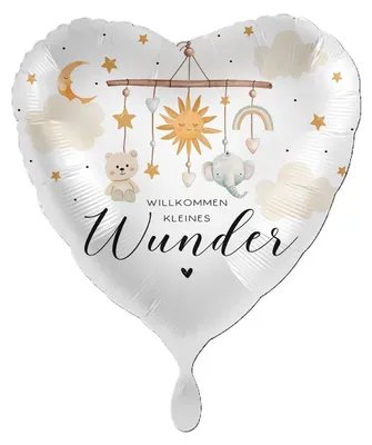 Produktbild von 18"/Ø43cm Herz Folienballon  "Willkommen kleines Wunder"