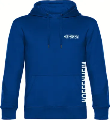 Produktbild von multifanshop Kapuzen Sweatshirt - Hoffenheim - Brust & Seite, blau, Größe XXL