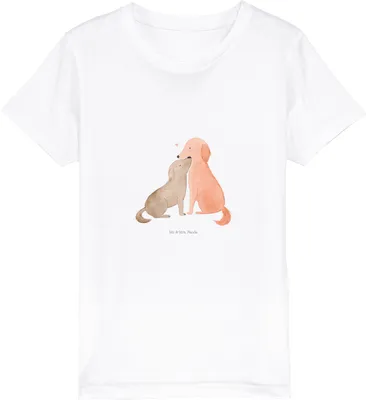 Produktbild von Mr. & Mrs. Panda Kleinkinder T-Shirt Hunde Liebe 9-11 Jahre (134/146) - Weiß - Geschenk, Kinder Mädchen, Verliebt, Sprüche, Herz, Bio, Hund, Teenager, Kindershirt