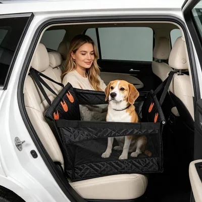 Image de Siège auto pour chien - Siège pour chien - Voyage sûr - Élève le siège arrière - Jusqu'à 30 kg - Noir