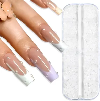 Productafbeelding van Halve Kralen - Nagel Bedels - Nail Art - Elegante Witte Parels - 1 Doos - Wit