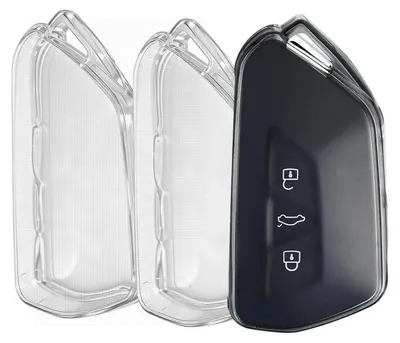 Image de Housses de protection pour clés de voiture, 2 pièces, en TPU transparent, compatibles avec les modèles VW Golf 8, ID.3, ID.4 et Cupra Leon