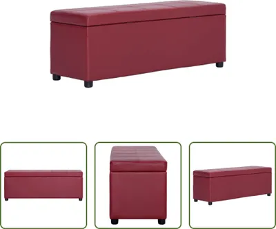 Obrázok produktu pre The Living Store Lavica s úložným priestorom 116 cm vínová červená umelá koža