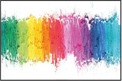Produktbild von Wallario Wandbild Regenbogenstreifen auf weißem Hintergrund - Bunter Anstrich, Größe: 61 x 91,50 cm, Poster mit schwarzem Aluminiumrahmen