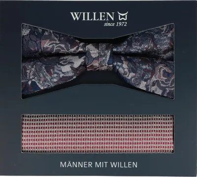 Produktbild von Fliege Set aus Seide mit Blumendesign, Schleife 11,5x5,5cm, Einstecktuch 27,5x27,5cm