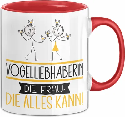 Produktbild von Vogelliebhaberin Geschenk Tasse Becher Die Frau Die Allen Kann Geschenkidee für eine Vogelliebhaberin Lustig (Rot)