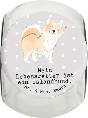 Produktbild von Mr. & Mrs. Panda Dose Islandhund Lebensretter L 870ml - Grau Pastell - Geschenk, Isländischer Schäferhund, Vorratsglas, Glasdose, Aufbewahrungsdose, Vorratsbehälter