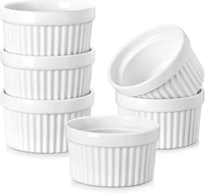 Obrázok produktu pre Ramekins súprava 6 kusov, 10 cm, biela, pre crème brûlée