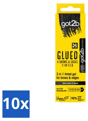 Productafbeelding van 10 x Got2B 2-in-1 stylinggel voor wenkbrauwen en haarlijn, zwart, 16 ml - voordeelverpakking - 10 stuks