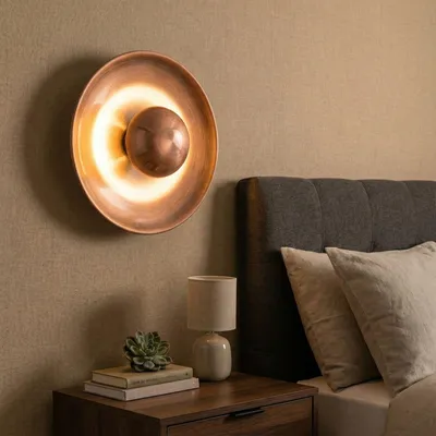 Produktbild von Opviq, Wandleuchte aus Metall, Kupfer, IP20, 38 x 23 x 7 cm | 100% Metallkörper