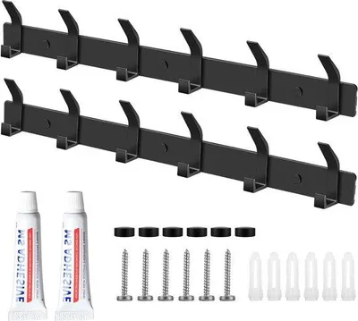 Produktbild von Famanu Kleiderhaken Set 2 Stück - 6 Haken aus Edelstahl, Schwarz