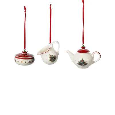 Obrázok produktu pre Villeroy & Boch Toy's Delight, Špeciálna vianočná ozdoba, Porcelán, Zelená, Červená, Biela, 3 kusov, 63 mm, 110 g