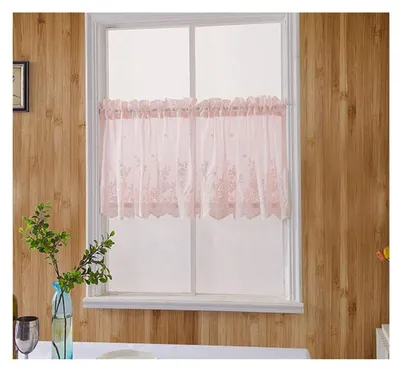 Kurzer Spitzenvorhang 130x41 cm halbtransparent für Küche Rosa