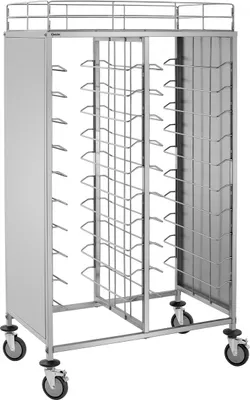 Produktbild von Bartscher Regalwagen 20GN1/1, Edelstahl, GN-kompatibel, beidseitig bestückbar, abgesenkte Einschübe, 695x1065x1815 mm