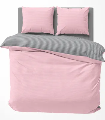 Produktbild von Wendebettwäsche gestreift Streifen Stripes modern Bettbezüge Renforcé Baumwolle, Größe:3 teilig 200x220 cm, Farbe:rosa / anthrazit