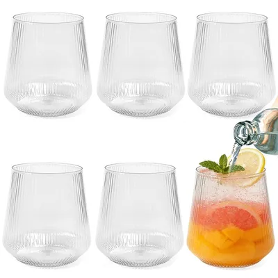 6er-Set Trinkbecher, gestreift, Kunststoff, 340 ml, spülmaschinengeeignet