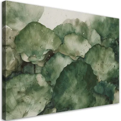 Produktbild von Leinwandbild Grüne Lotusblätter 120x80 Feeby Grün bild für die wand bereit zum aufhängen