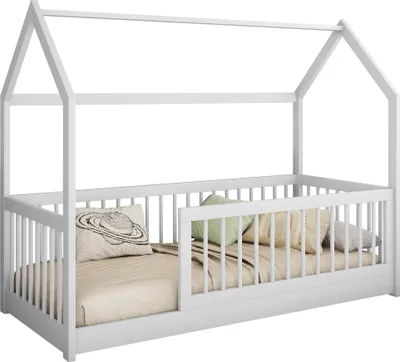 Produktbild von MIRJAN24 Kinderbett Greta 80, Kinderzimmer Bett mit Lattenrost, Holzkonstruktion (Farbe: Weiß, Größe: 80x180 cm)