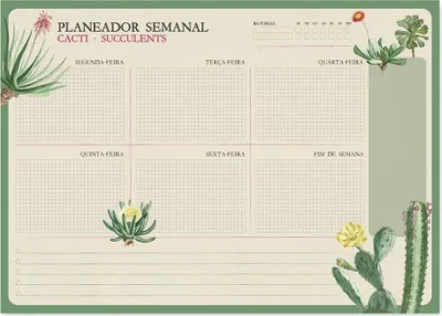 Image de Erik Editores Cactus botanique A4 semainier portugais Beige Beige One Size
