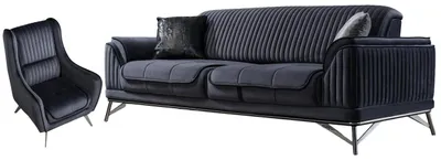 Produktbild von Sofa Set Bond Anthrazit Stellvariante 2+1 Relax- und Bettfunktion, pflegeleichter Mikrofaser Samtstoff